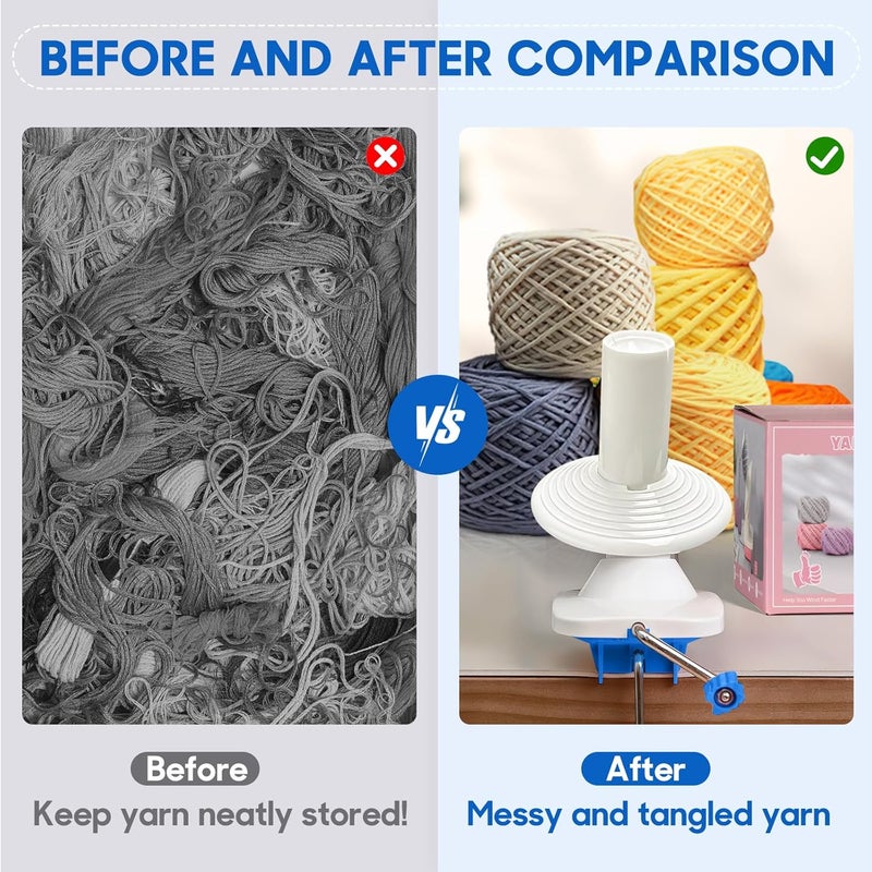 DoubleCare Yarn Winder for Crocheting, Anti-Slip Yarn Ball Winder Efficiently Make Neat Yarn Cake, Yarn Cake Winder with Lower Noise for Fiber and Wool Thread Balls, Knitting Lover's Helper Gift (Blue) - Image 2